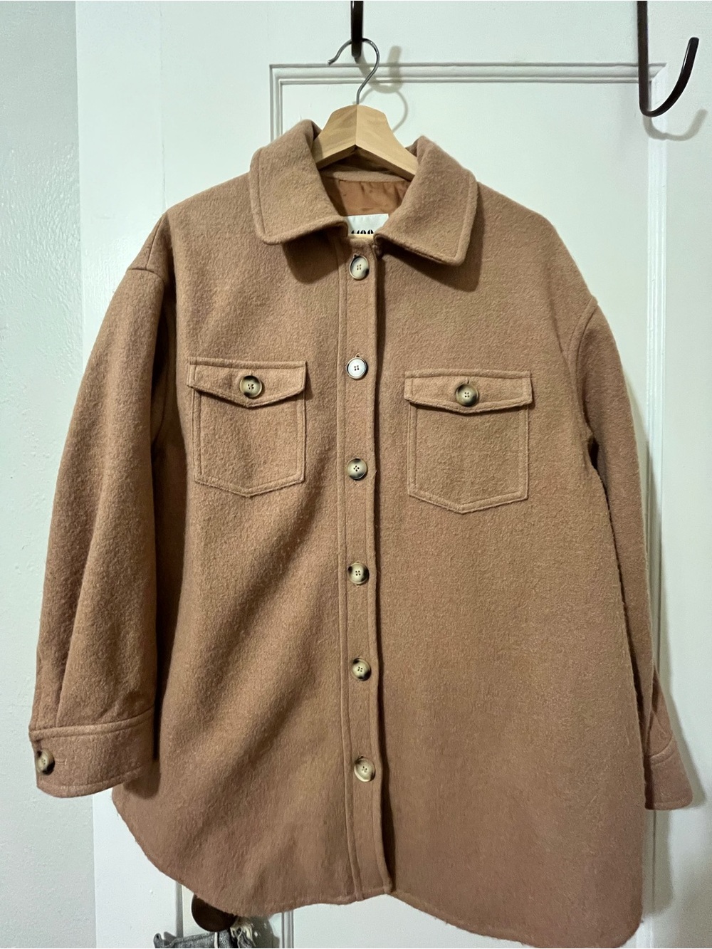 J.ING | Wool-Blend Cocoon Coat in Pinkish Camel